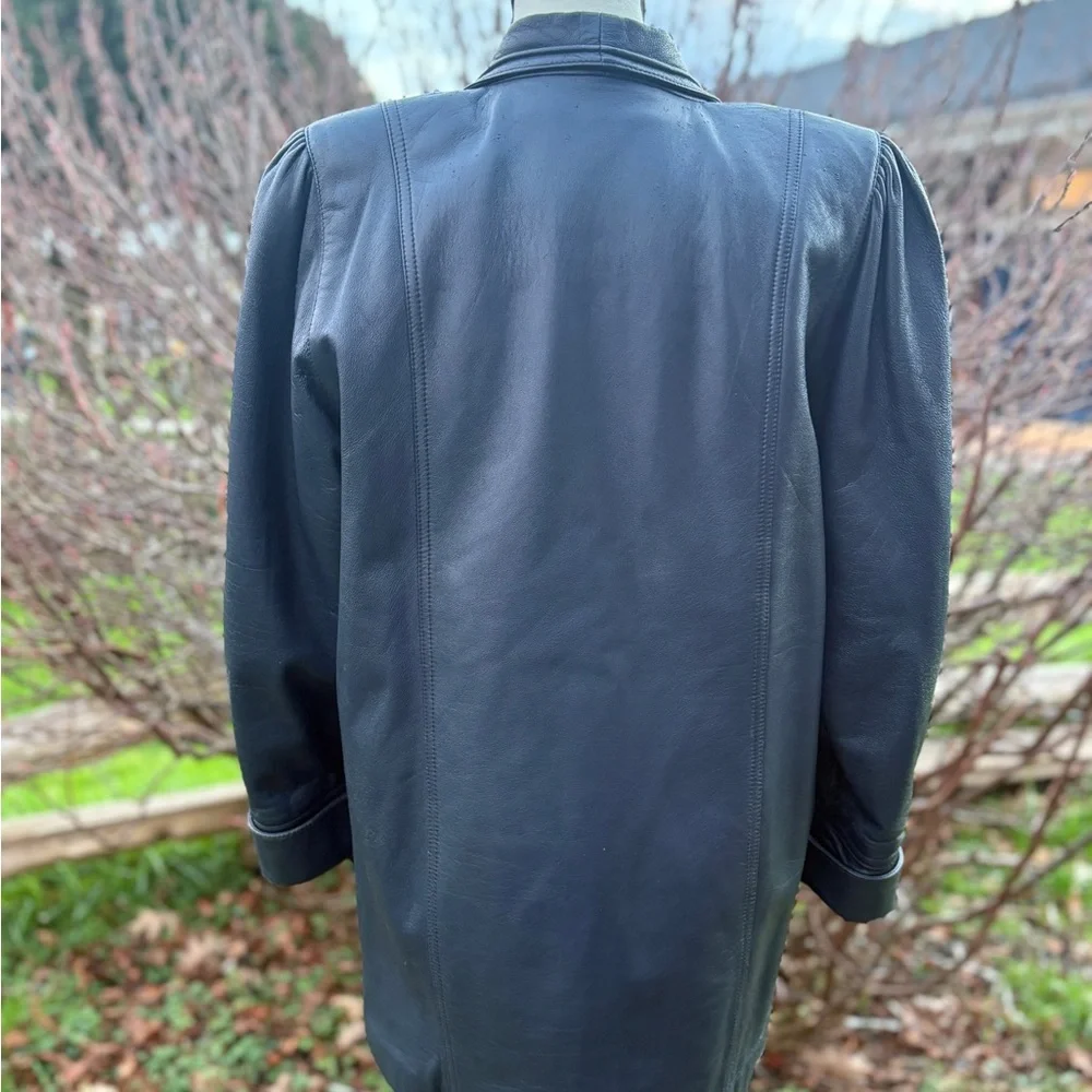 Vintage Mary Laurens genuine leather blazer in a rich deep blue tone. Sz M - Picture 11 of 11